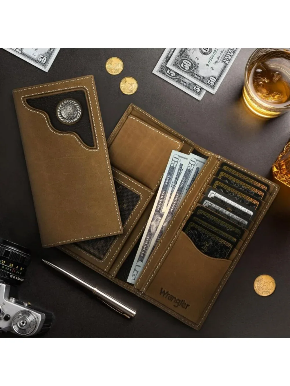 Genuine Leather Bifold Wallet for Men | Extra Capacity Western Rodeo Style Gift